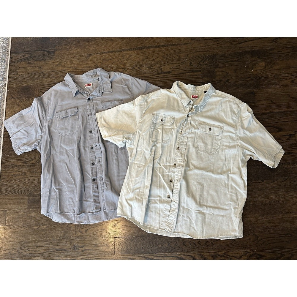 Set Of Two WRANGLER Men's Size 3XL Short Sleeve Button Down Shirts Big‎ Classic